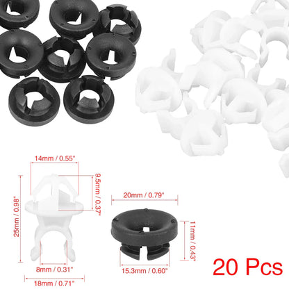 20 x Black White Car Hood Prop Rod Clips for Honda Accord CR-V Civic City