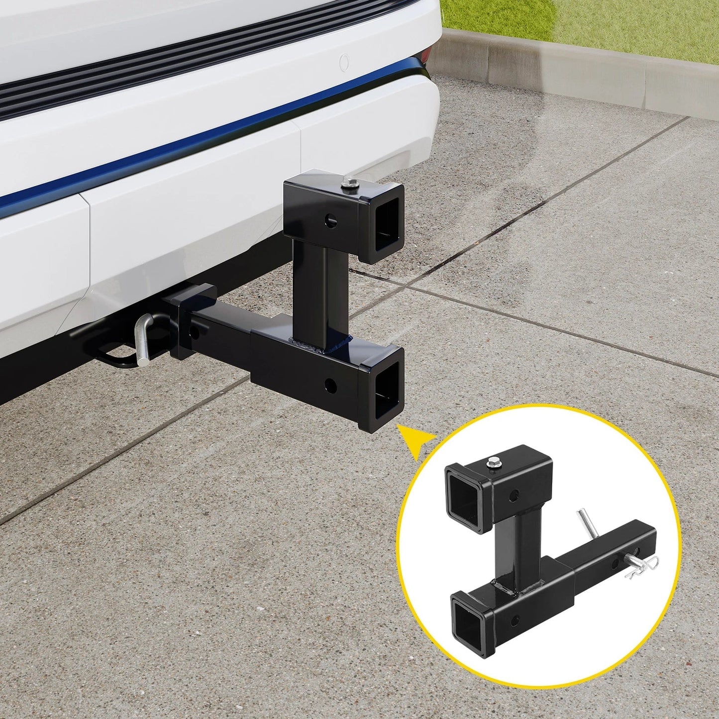Dual 2" Trailer Hitch Receiver Rise Drop Extension Adapter 4000LB for Tow Truck