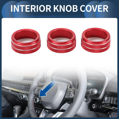 AC Media Volume Switch Knob Cover Ring for Honda CR-V (2023-2024) - 3 Pcs