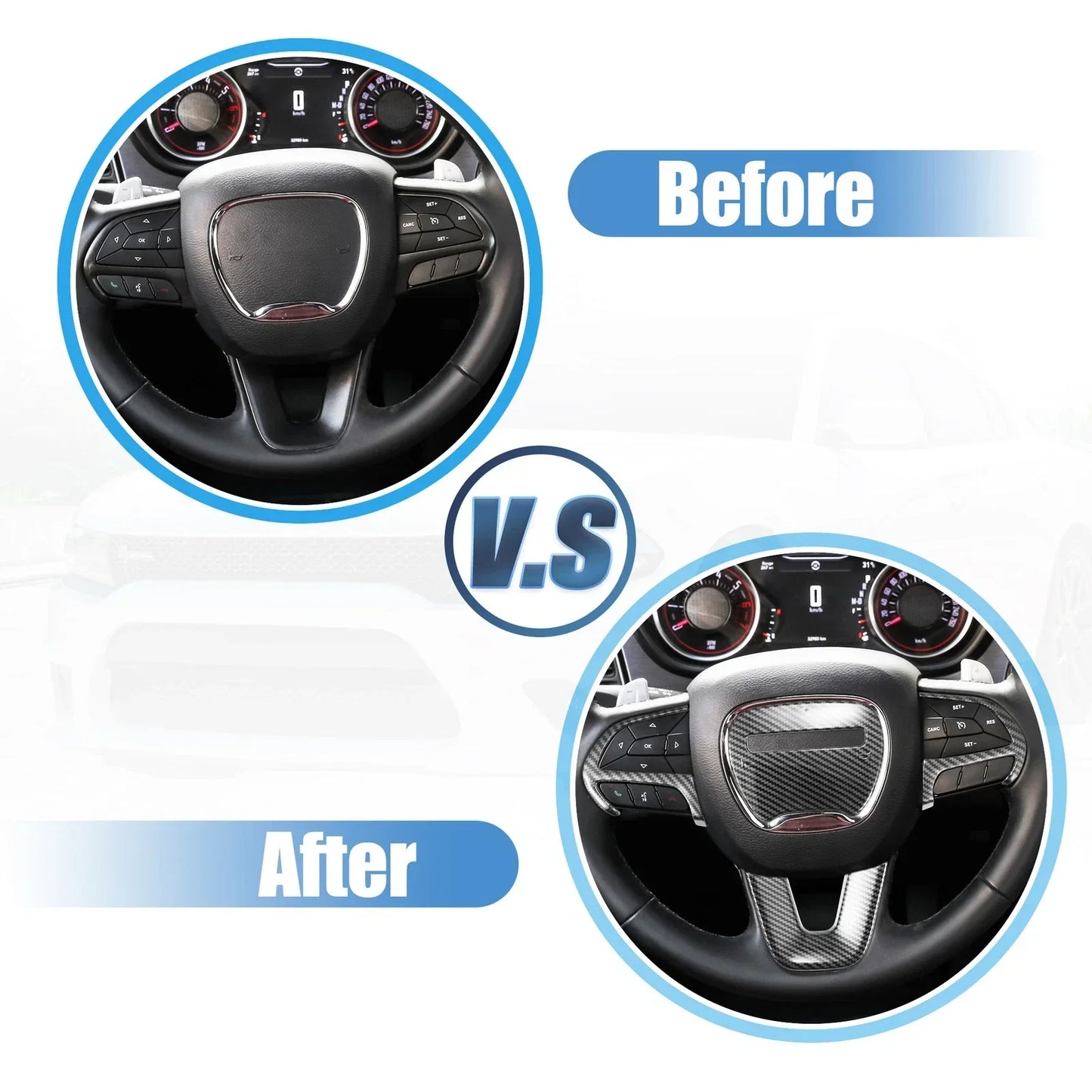 Steering Wheel Trim Kit for Dodge Challenger 2015-2021 Black