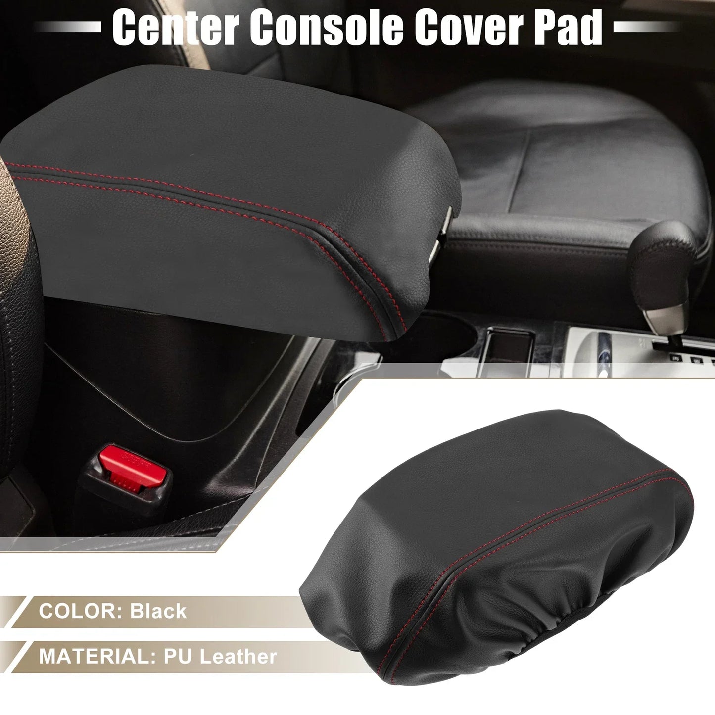 Dodge Durango Center Console Armrest Cover 2011-2021 Black with Red Stitches