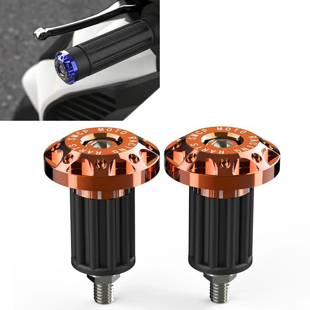 Dirt Bike 7/8'' CNC Handlebar Grips & End Cap Plugs - Orange