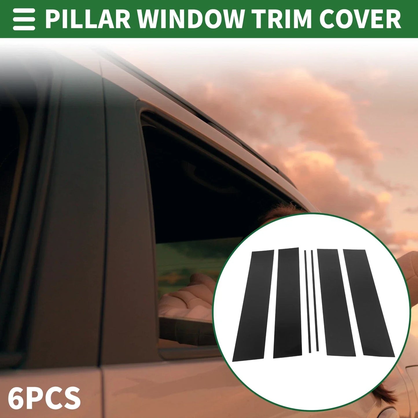 6 Pcs Black Door Pillar Window Trim for Honda Odyssey (2005-2010)