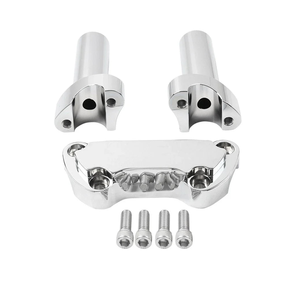 Chrome 4" Risers 1" Handlebar Clamp for Harley Fat Boy, Low Rider, Softail