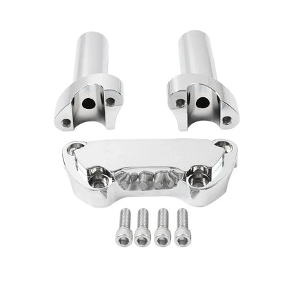 Chrome 4" Risers 1" Handlebar Clamp for Harley Fat Boy, Low Rider, Softail