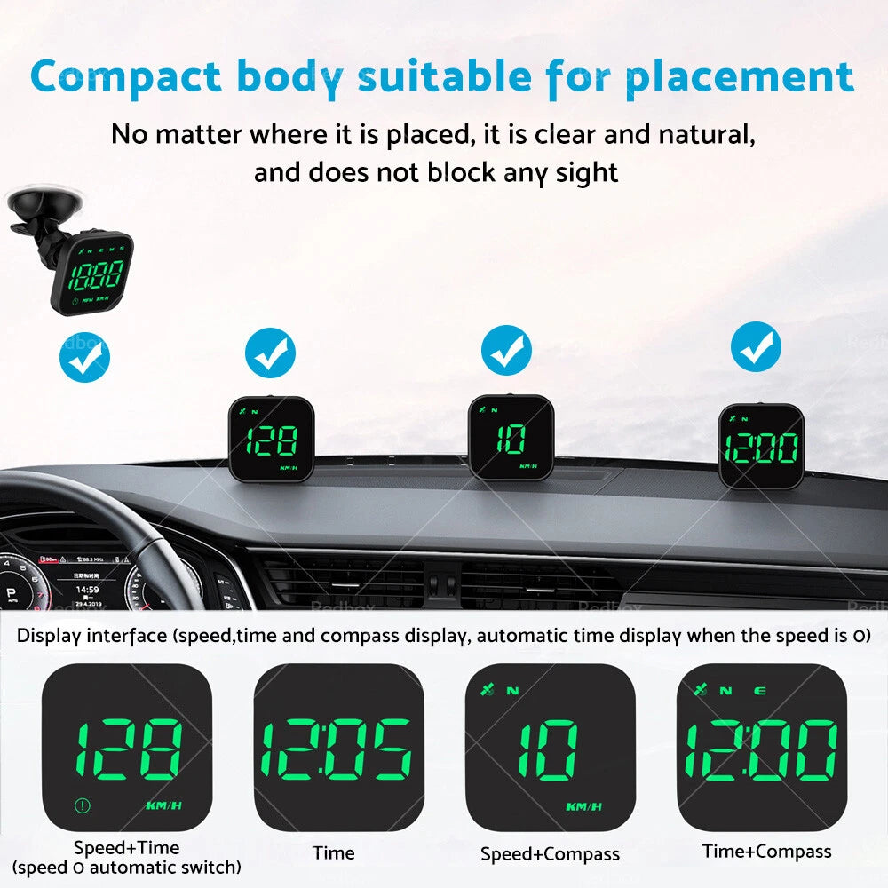 Universal LED Digital GPS Speedometer HUD for Car - Overspeed Alarm