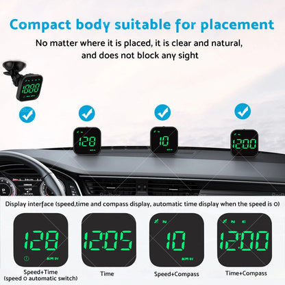Universal LED Digital GPS Speedometer HUD for Car - Overspeed Alarm