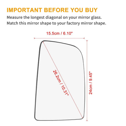 Heated Mirror Glass Right Side for Mercedes-Benz Sprinter (2010-2018)