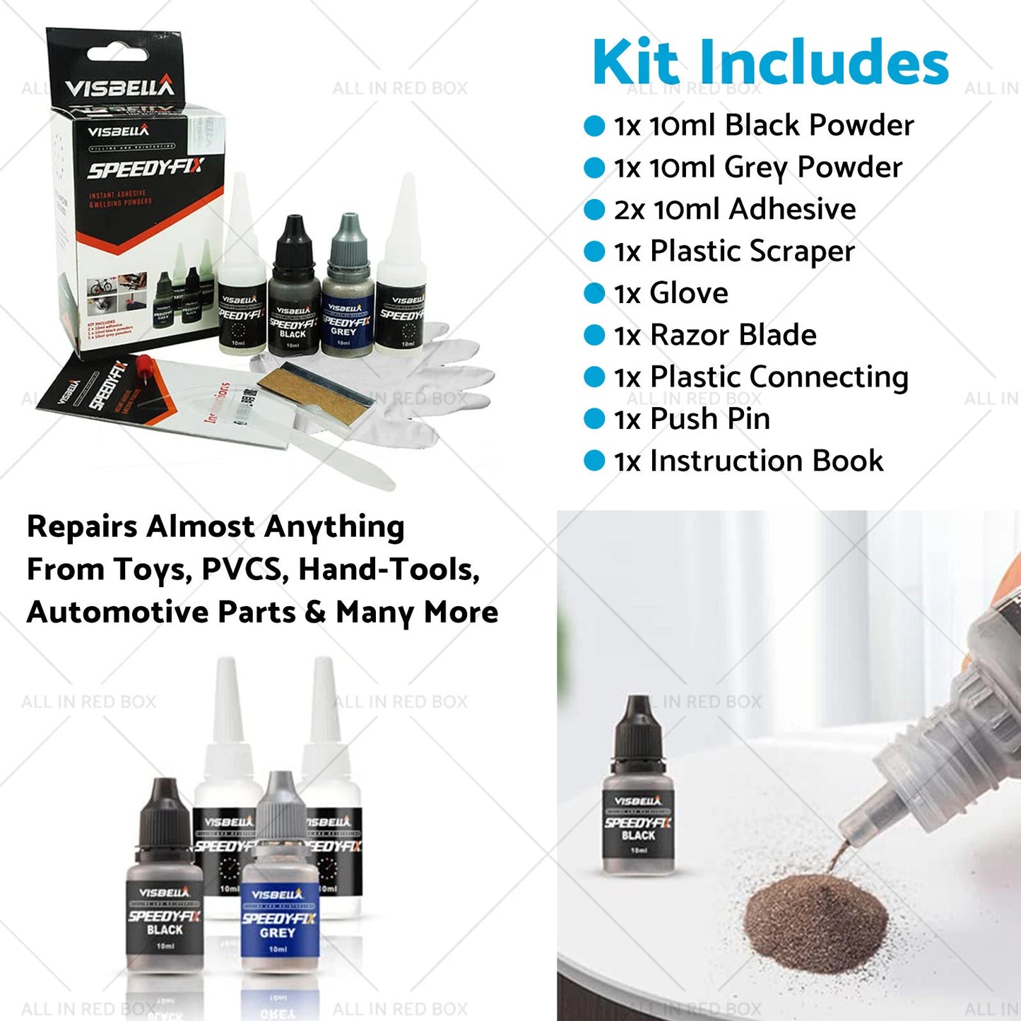 7 Second Quick Bonding Powder Adhesive Glue Kit for Fast Repairs AU