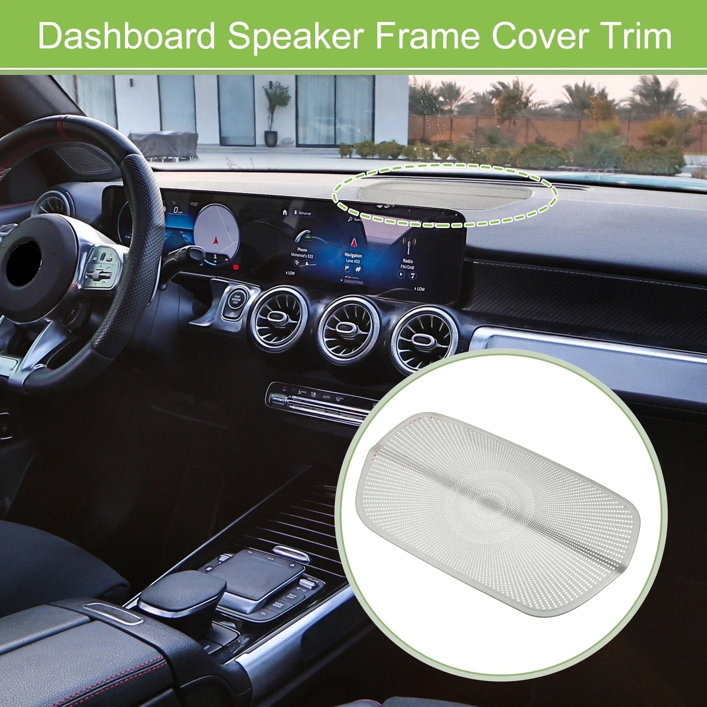 Dashboard Speaker Frame Cover Trim for Mercedes Benz GLB (2020-2022) Silver