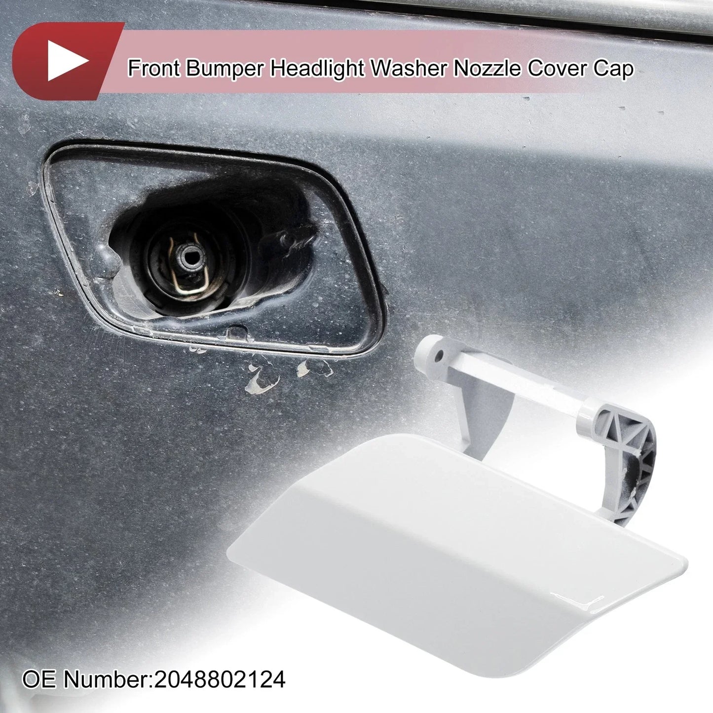 Front Left Washer Nozzle Cover for Mercedes-Benz C350 (2008-2014) White