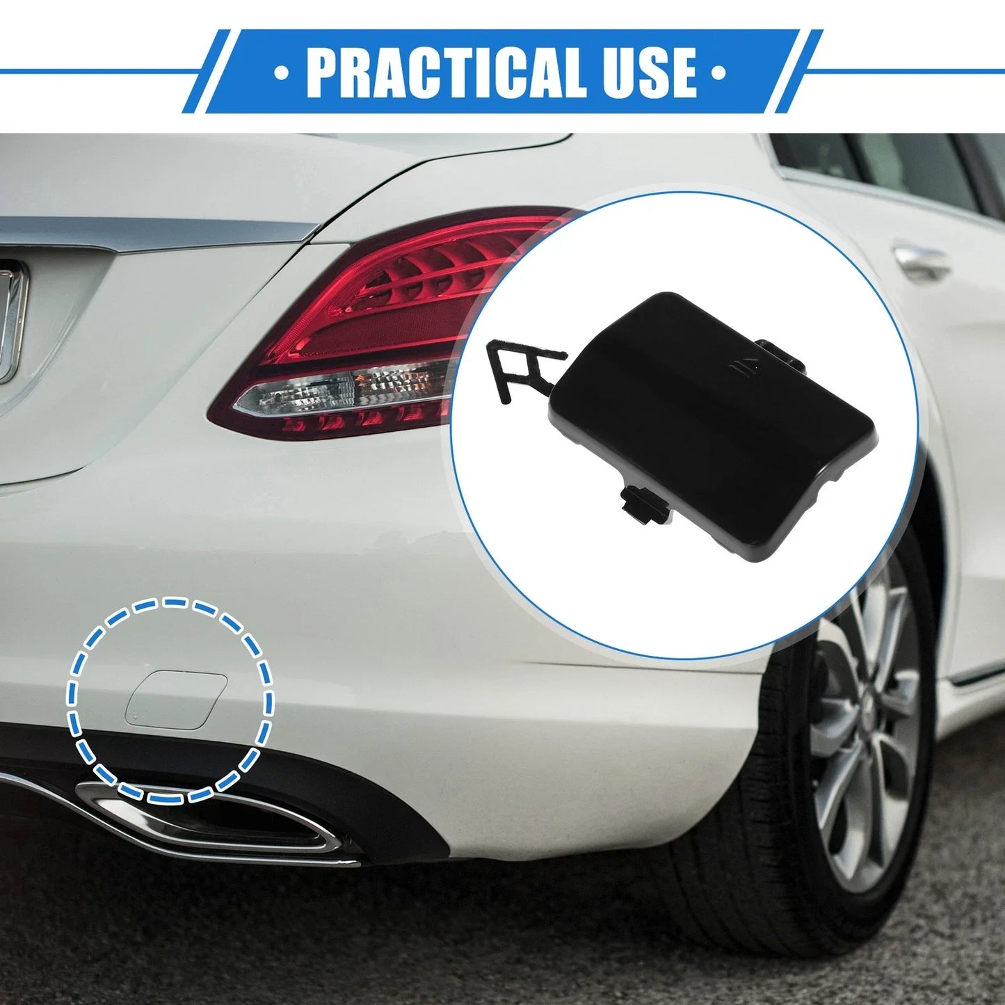 Rear Bumper Tow Hook Eye Hole Cap for Mercedes-Benz R320 (2007-2009) Black