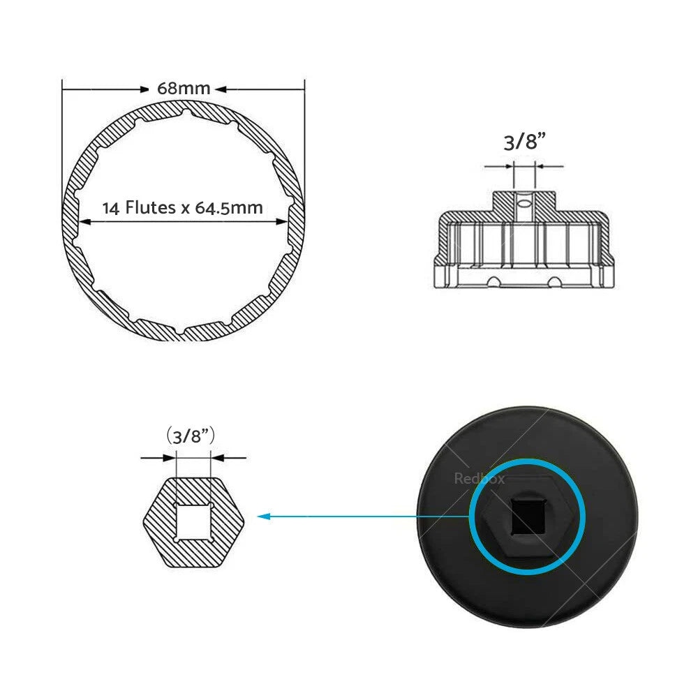 Oil Filter Wrench Cap Socket Tool for Land Cruiser