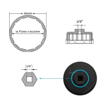 Oil Filter Wrench Cap Socket Tool for Land Cruiser