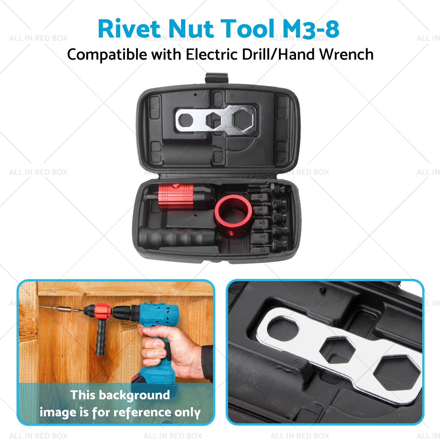 Nutsert Adapter Rivet Tool for M3-8 Electric Drill/Hand Wrench
