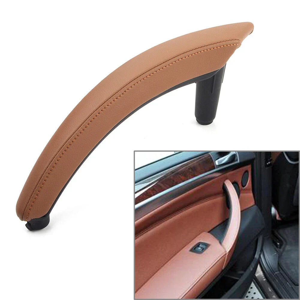 1 x Left Door Trim Pull Handle Real Leather for BMW X5 X6 (2007-2013)