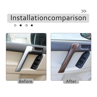 4 x Wood Grain Front Door Armrest Covers for Land Cruiser Prado (2010-2018)