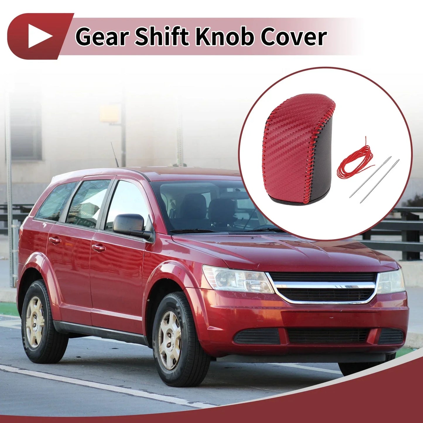 Car Gear Shift Knob Cover for Dodge Journey (2011-2020) - Black Red