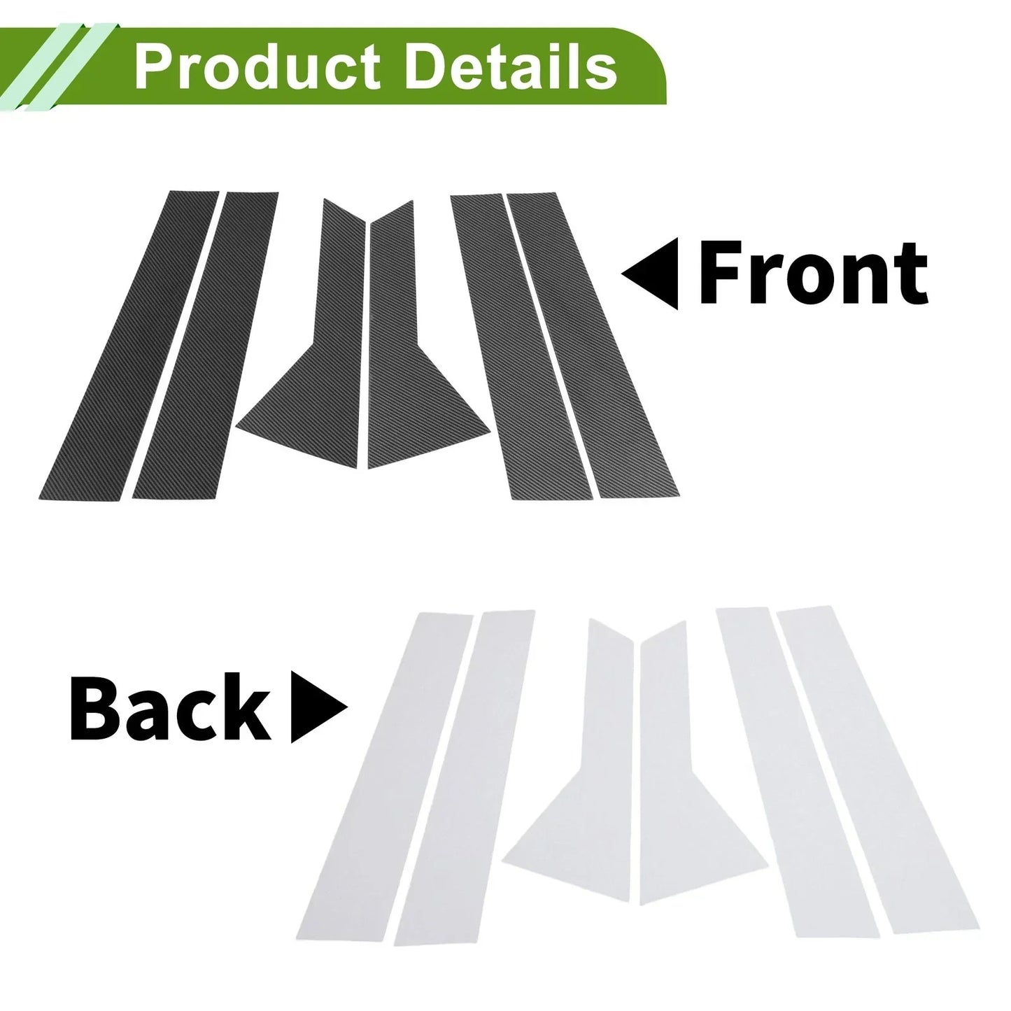 6 Pcs Carbon Fiber Pillar Window Trim for Chevy Trax (2024)