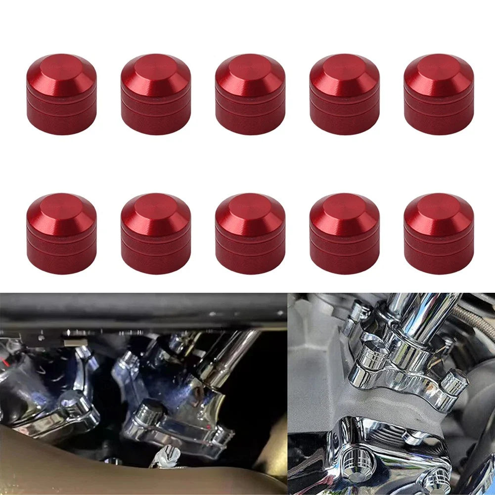 10 x Engine Cover Bolts Screw Caps CNC Red for Harley Twin Cam Electra Glide Dyna