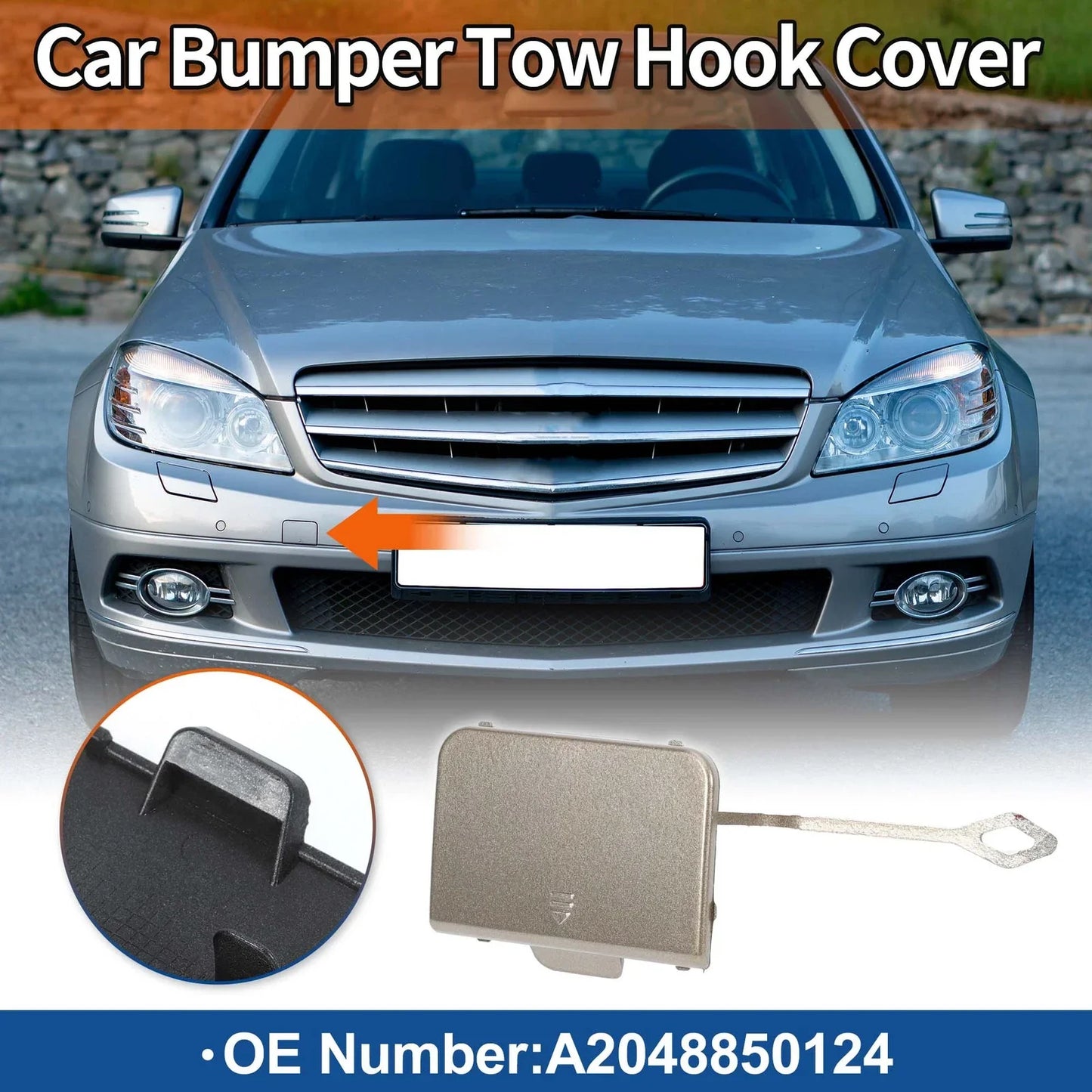 Front Car Bumper Tow Hook Cover for Mercedes-Benz C-Class (2015-2021)