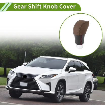 Car Gear Shift Knob Cover for Lexus RX350 2023-2024 Brown Faux Leather