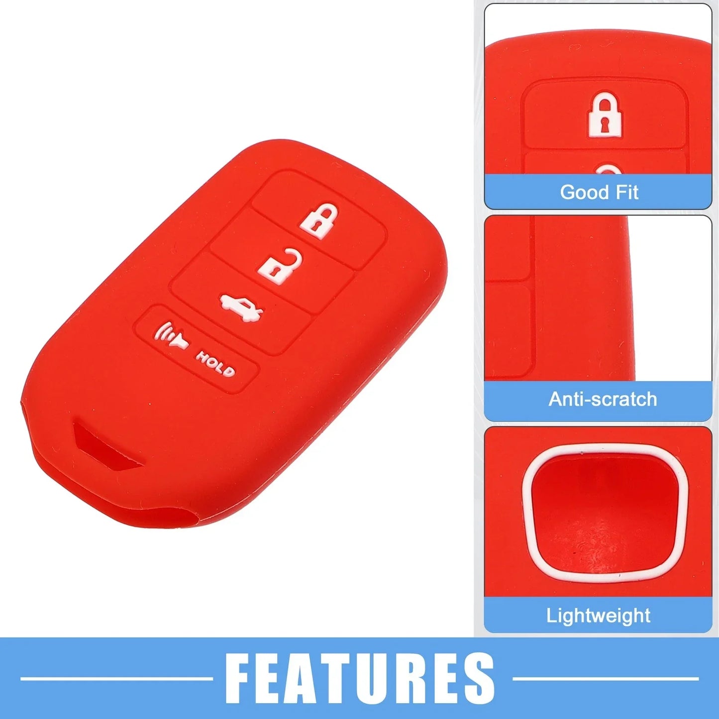 Smart Key Fob Cover for Honda Accord EX EXL EX-L 2013-2018 Black Red (2 x)