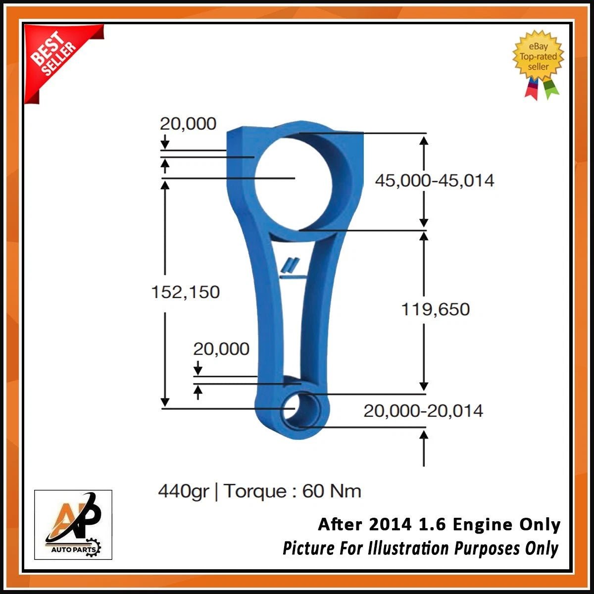 Connecting Rod for Mercedes A 1.6L Petrol W176 W246 (2014–2018) 20mm Pin