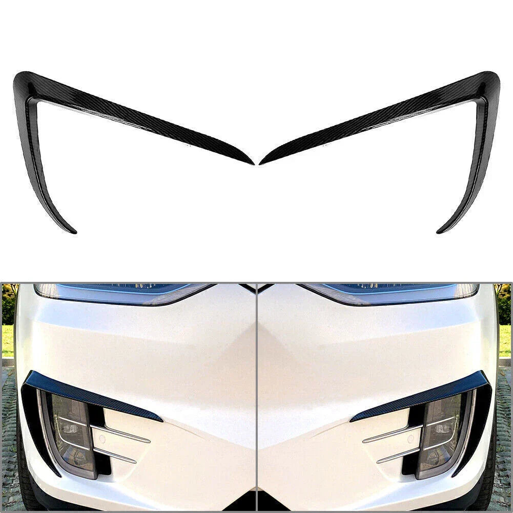 Carbon Fiber Front Fog Light Eyebrow Cover Trim for Tesla Model X (15-20)