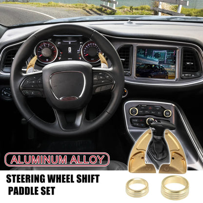 Gold Tone Inner Paddle Shifter AC Volume Knob Cover Ring for Dodge Charger