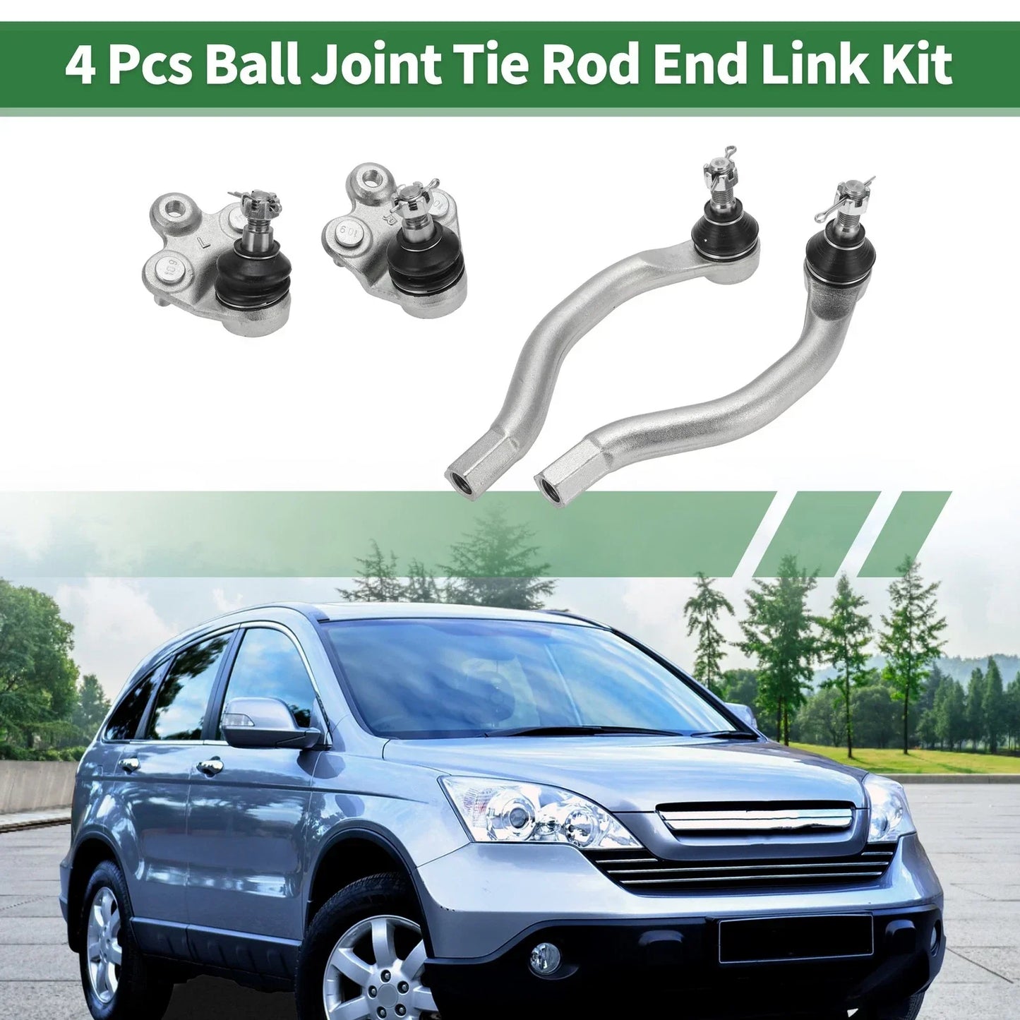 4 Pcs Front Suspension Kit Outer Tie Rod Ends Lower Ball Joints for Honda Civic (2006-2011)