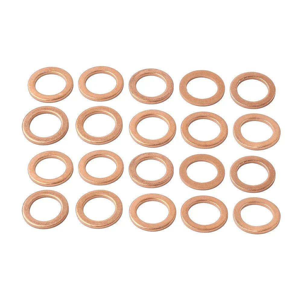 20 x M12*1.5 Copper Oil Drain Plug Gasket Washers for Universal Use