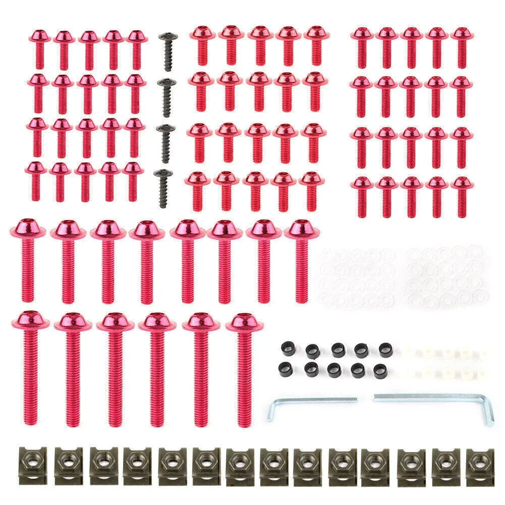 Complete Fairing Bolt Bodywork Screws Nuts for Kawasaki Motorcycle Red