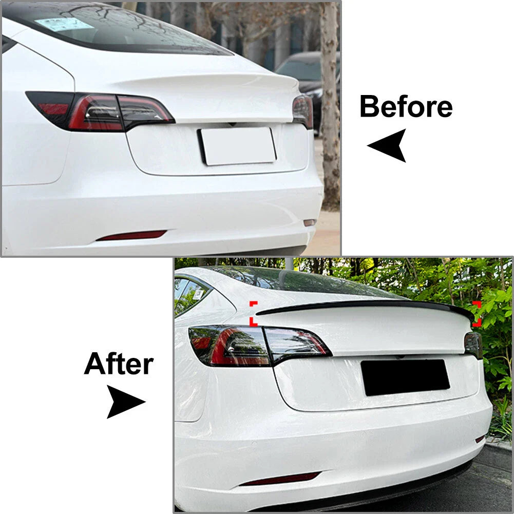 Matte Carbon Fiber Rear Trunk Spoiler Wing for Tesla Model 3 (2017-2023)