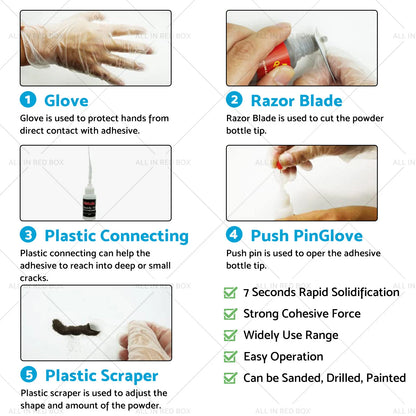 5 x Strong Powder Adhesive Glue Kit - Quick Bonding Repair