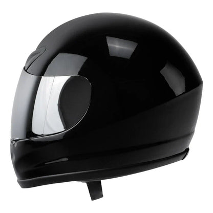 Full Face Motorcycle Helmet Glossy Silver for Street Bike Adult S-XXL