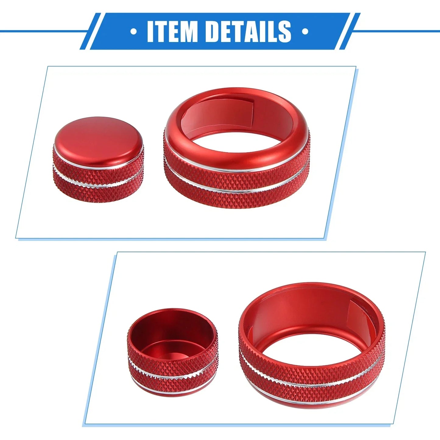 3 x AC Climate Control Knob Rings for Chevrolet Corvette C6 (2005-2013) Red