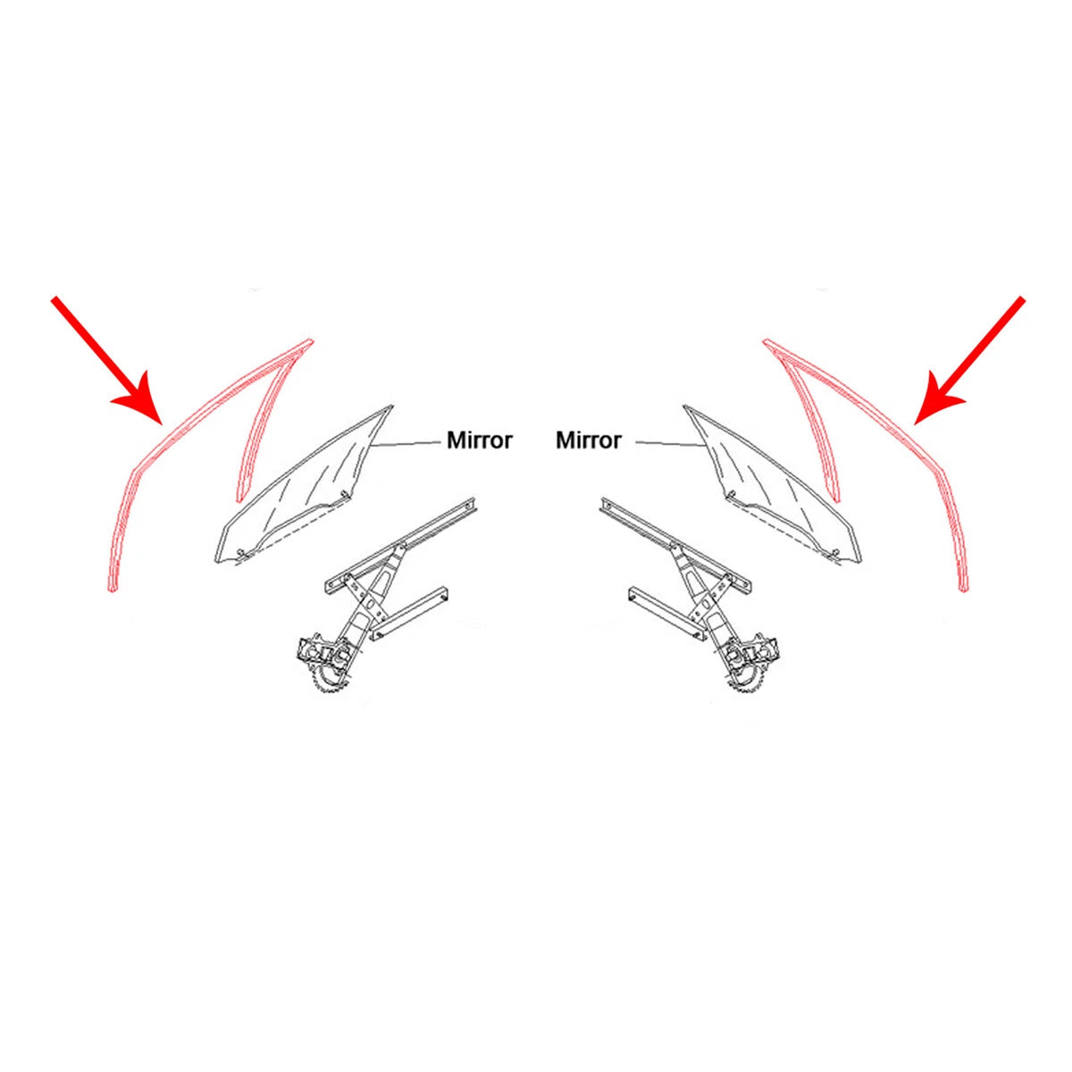 RR Door Glass Run Channel x2 for Toyota Avanza/Daihatsu Xenia 2003-2011