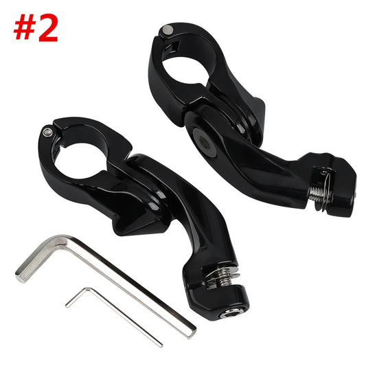 1-1/4" Black Short Angled Highway Engine Guard Foot Pegs for Harley