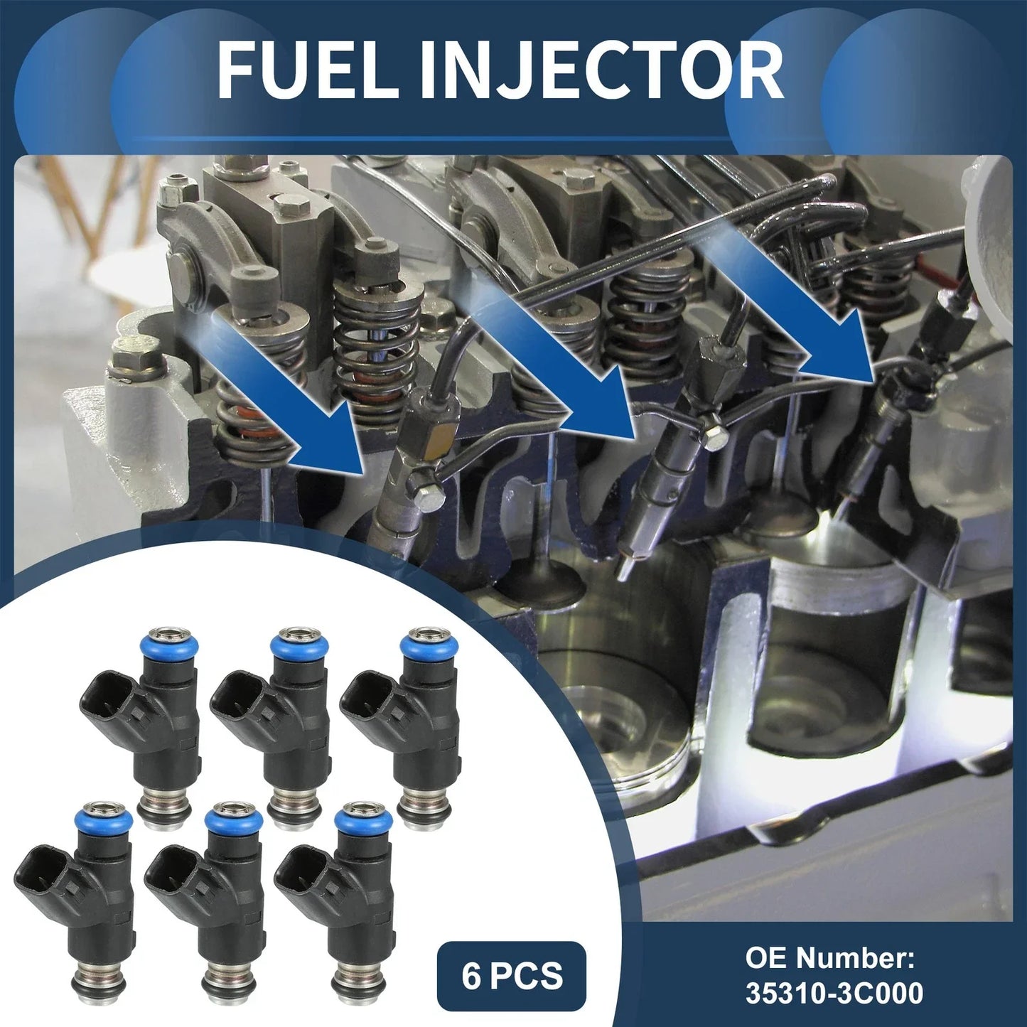 Fuel Injector 3.3L for Hyundai Santa 2007-2009 - 6 x Black Injectors