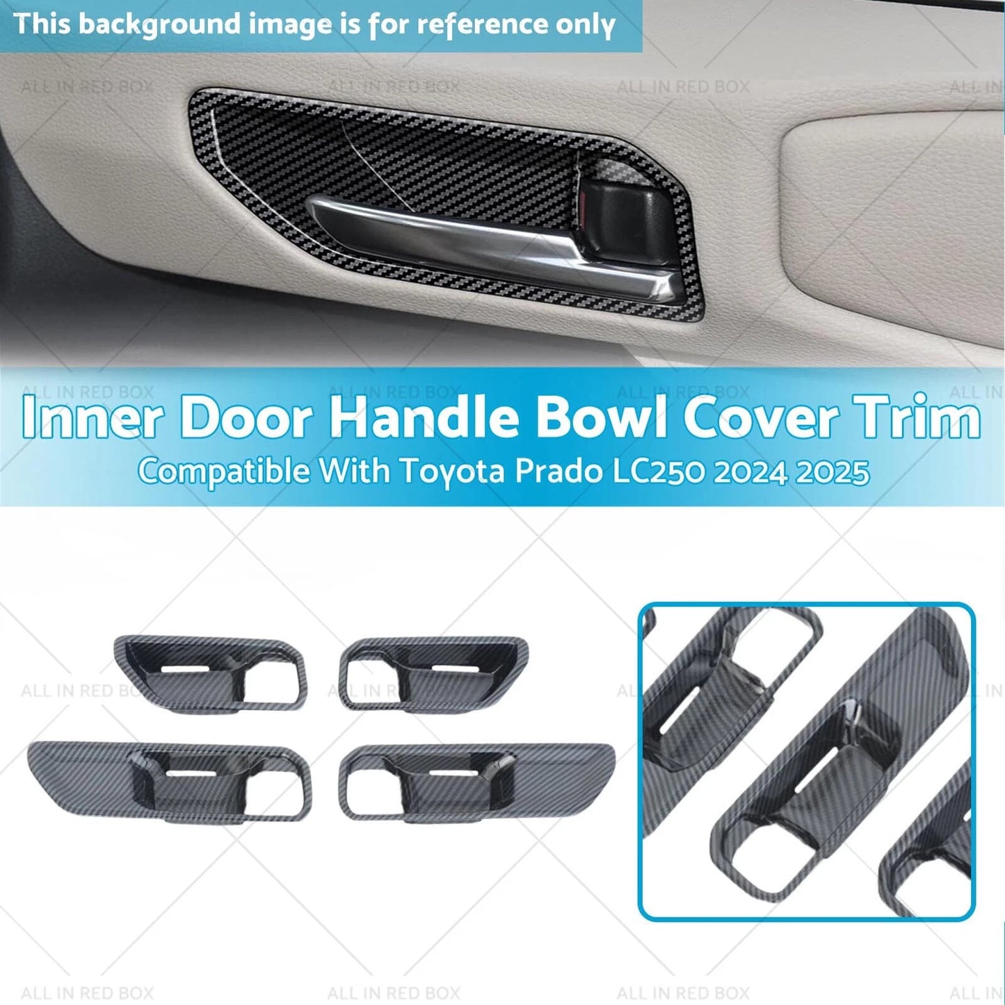 Carbon Inner Door Handle Bowl Cover Trim for Toyota Prado LC250 (2024-2025)