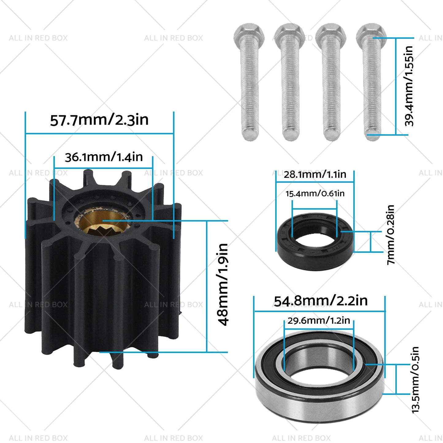 Pump Rebuild Kit & Raw Water Sea Impeller for Volvo Penta
