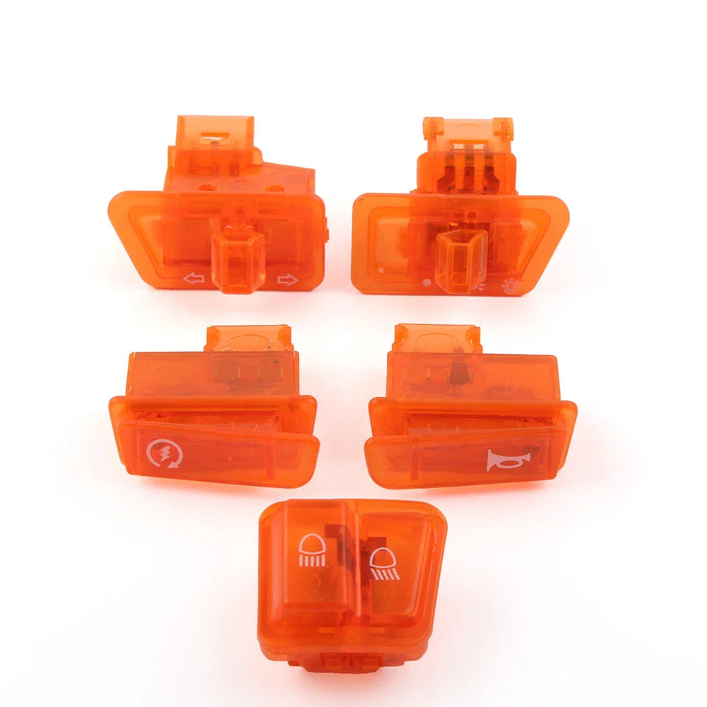 5Pcs Orange Turn Signal Headlight Ignition Horn Switch Caps for GY6 50-150cc