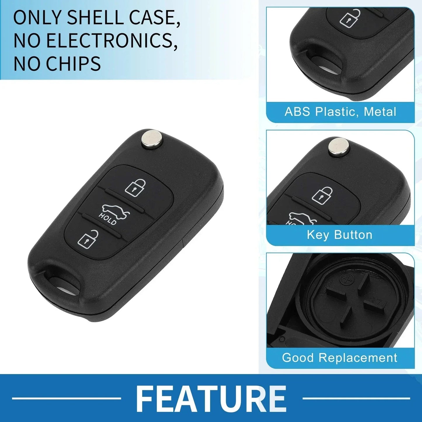 3 x Keyless Entry Remote Key Fob Shell Case for Hyundai I20 I30 I35 (2008-2017)