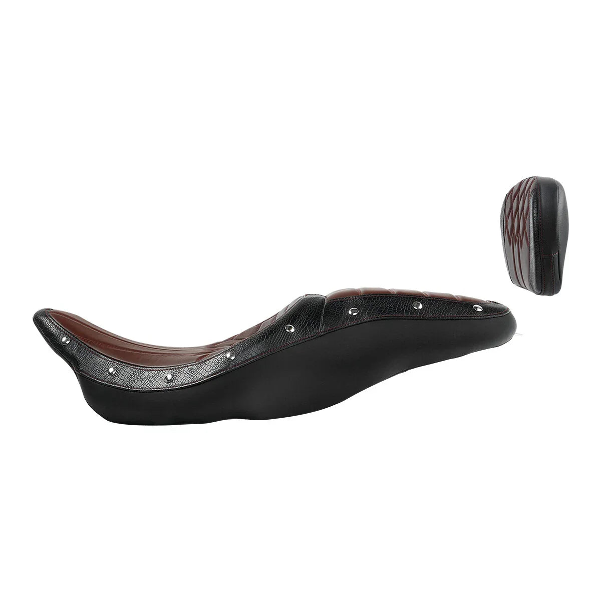 Brown Black Driver & Passenger Seat Backrest Pad for Harley Touring (2009-2023)