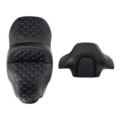 Driver Passenger Seat Backrest for Harley Street Tri Glide (2014-2023) Black Blue