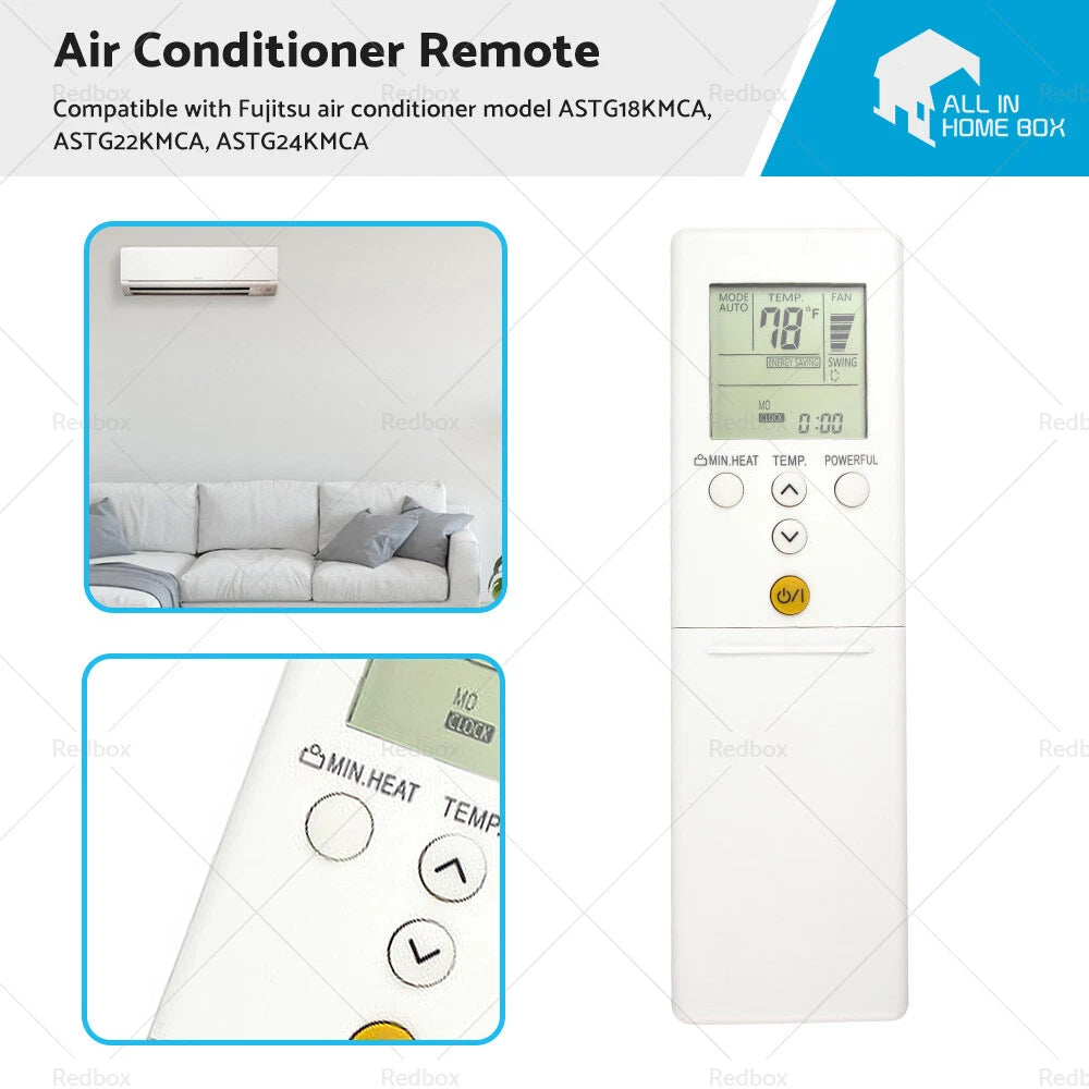 A/C Remote Replacement for Fujitsu ASTG18KMCA ASTG22KMCA ASTG24KMCA