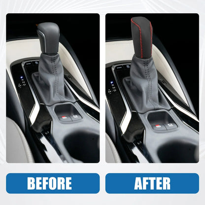 Gear Shifting Knob Cover for Hyundai Verna 2010-2014 Faux Leather Black Red