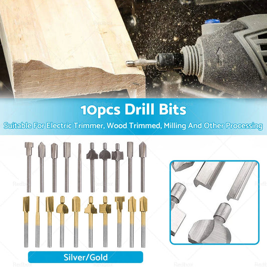 10 x 3mm Titanium Mini HSS Router Bits for Electric Trimmer Tool