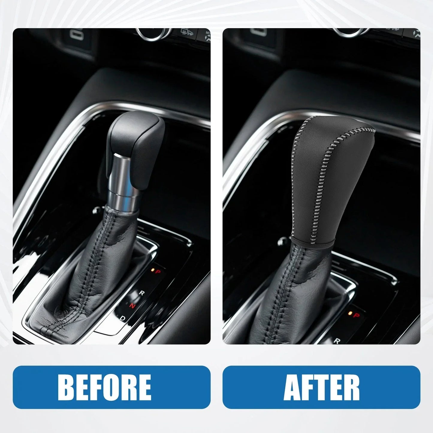 Gear Shift Lever Cover for Chevrolet Trax 2015-2021 Black Gray Stitching